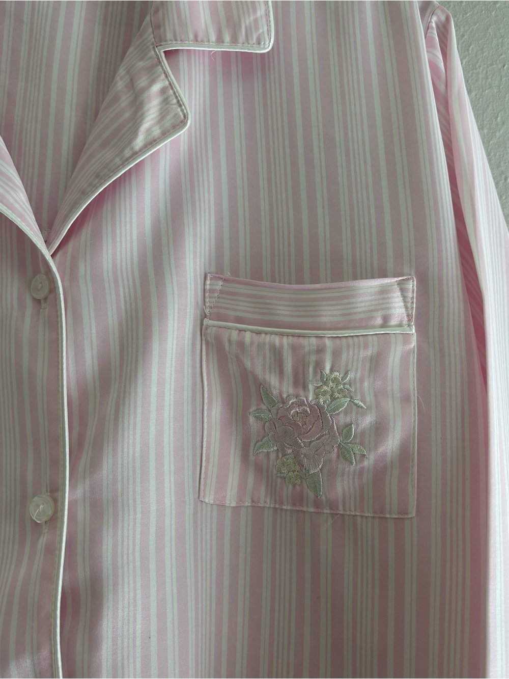 New Miss Elaine Pink and White Striped Pajama Set - Picture 3 of 10